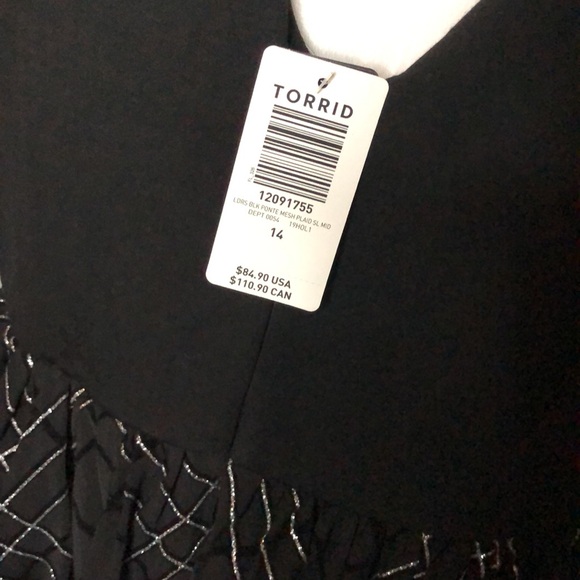 Torrid Black and Silver Plaid Mesh Mid Length Women’s Dress Size 14 NWT - Picture 7 of 7